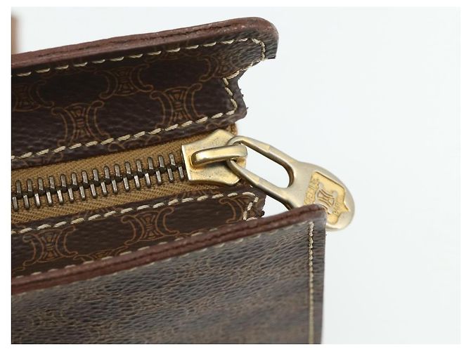 Céline Borsa tote in tela Macadam CELINE in pelle PVC marrone oro Auth ka4146 D'oro - vista 10
