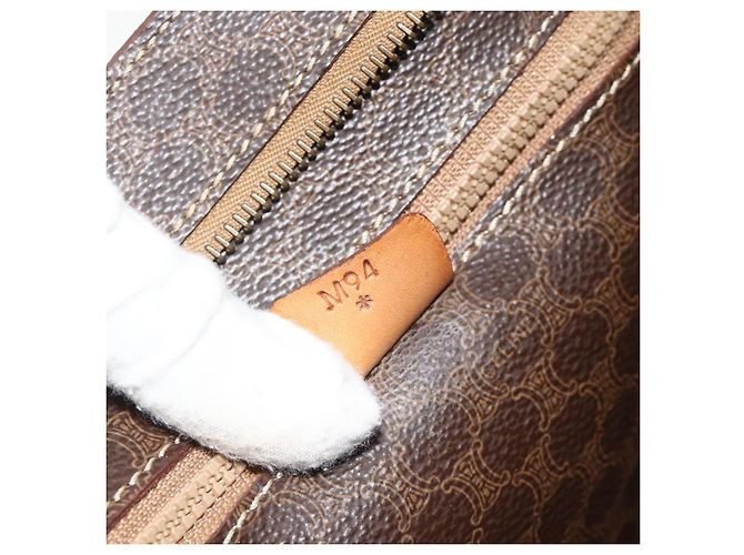 Céline Borsa tote in tela Macadam CELINE in pelle PVC marrone oro Auth ka4146 D'oro - vista 12