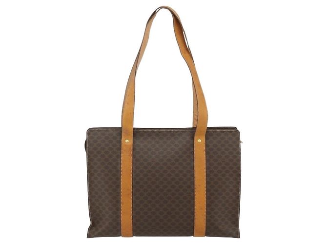 Céline Borsa tote in tela Macadam CELINE in pelle PVC marrone oro Auth ka4146 D'oro - vista 2