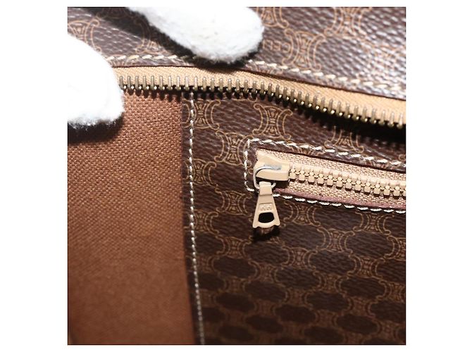 Céline Borsa tote in tela Macadam CELINE in pelle PVC marrone oro Auth ka4146 D'oro - vista 20