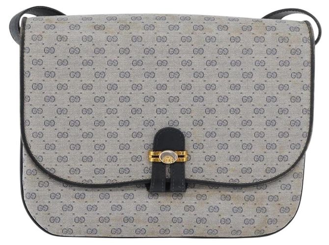 Gucci Borsa a Spalla Micro GG Supreme PVC Navy Gold 001 406 1780 Auth 175726 D'oro Blu navy - vista 13