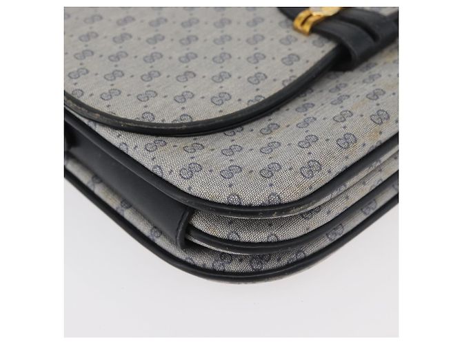 Gucci Borsa a Spalla Micro GG Supreme PVC Navy Gold 001 406 1780 Auth 175726 D'oro Blu navy - vista 14