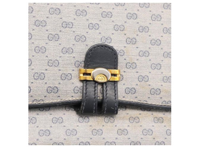 Gucci Borsa a Spalla Micro GG Supreme PVC Navy Gold 001 406 1780 Auth 175726 D'oro Blu navy - vista 18