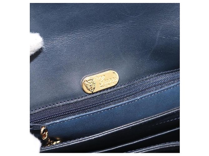 Gucci Borsa a Spalla Micro GG Supreme PVC Navy Gold 001 406 1780 Auth 175726 D'oro Blu navy - vista 19