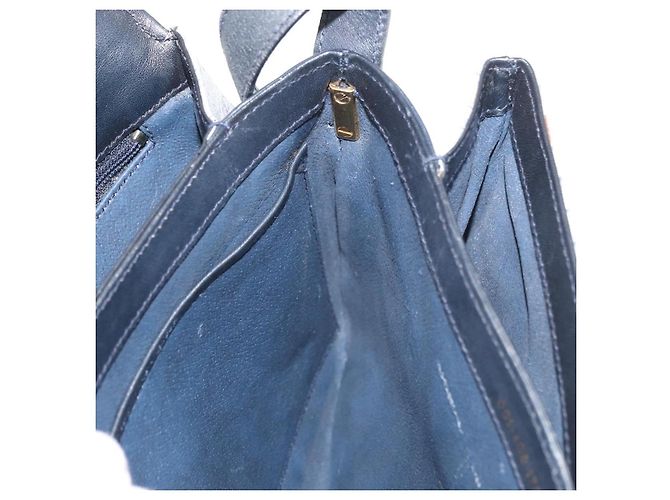 Gucci Borsa a Spalla Micro GG Supreme PVC Navy Gold 001 406 1780 Auth 175726 D'oro Blu navy - vista 20