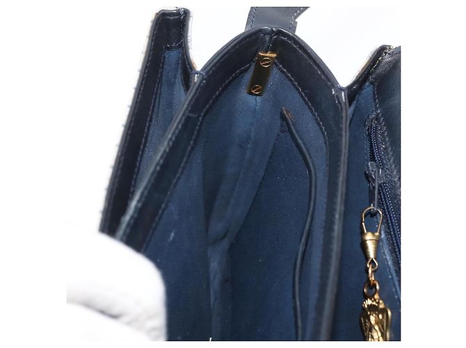 Gucci Borsa a Spalla Micro GG Supreme PVC Navy Gold 001 406 1780 Auth 175726 D'oro Blu navy - vista 21