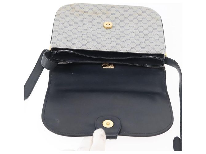 Gucci Borsa a Spalla Micro GG Supreme PVC Navy Gold 001 406 1780 Auth 175726 D'oro Blu navy - vista 9