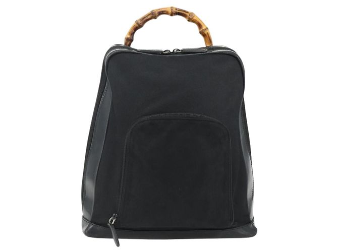 GUCCI Bamboo Schultertasche Nylon Schwarz Silber 003 2058 0059 5 Auth bs34656 - Ansicht 13