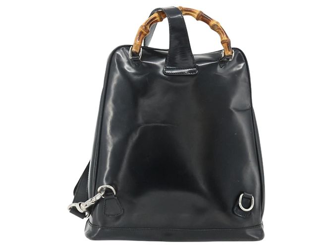 GUCCI Bamboo Schultertasche Nylon Schwarz Silber 003 2058 0059 5 Auth bs34656 - Ansicht 2