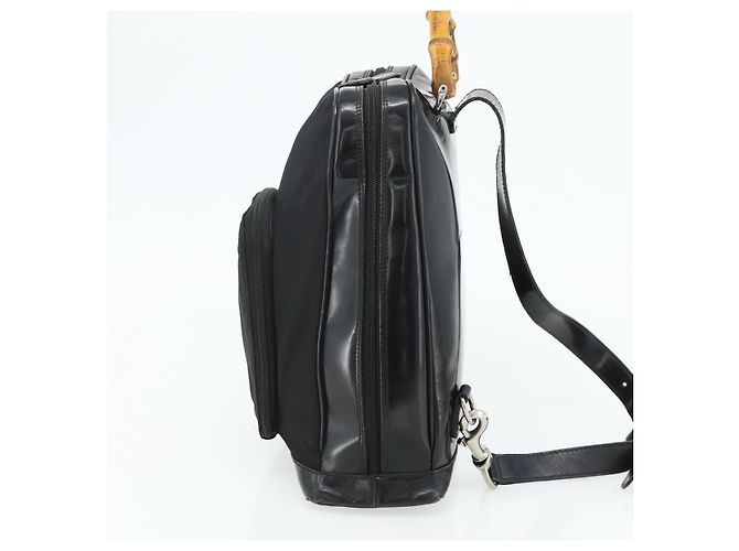 GUCCI Bamboo Schultertasche Nylon Schwarz Silber 003 2058 0059 5 Auth bs34656 - Ansicht 4