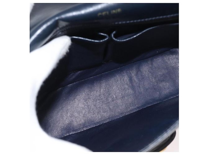 16 Céline Borsa a Spalla Celine C Sulky in Tela Blu Navy e Oro Auth 176184A D'oro - vista 11