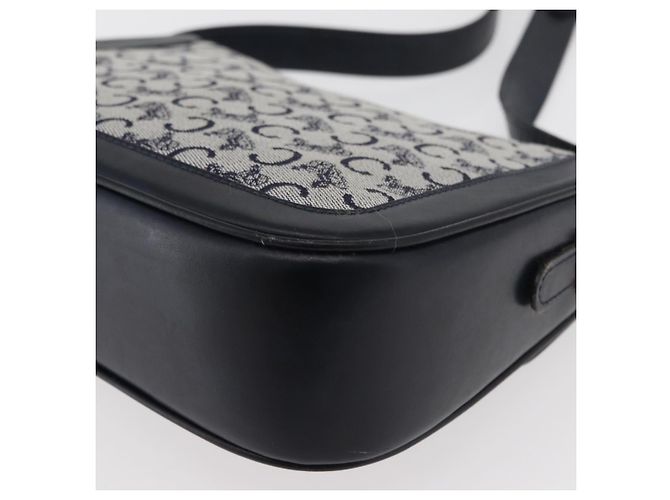 16 Céline Borsa a Spalla Celine C Sulky in Tela Blu Navy e Oro Auth 176184A D'oro - vista 16