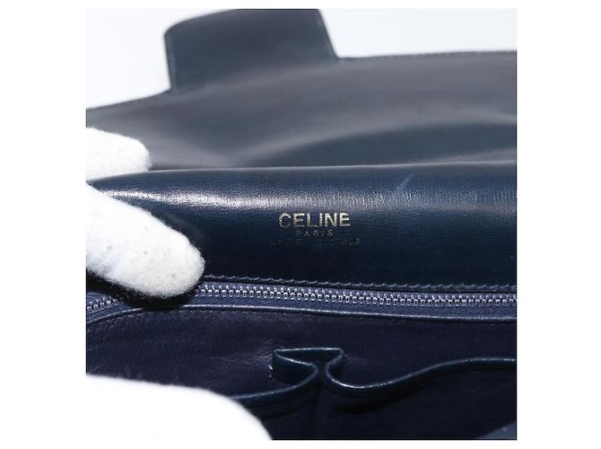 16 Céline Borsa a Spalla Celine C Sulky in Tela Blu Navy e Oro Auth 176184A D'oro - vista 18