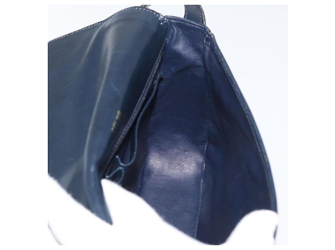 16 Céline Borsa a Spalla Celine C Sulky in Tela Blu Navy e Oro Auth 176184A D'oro - vista 19