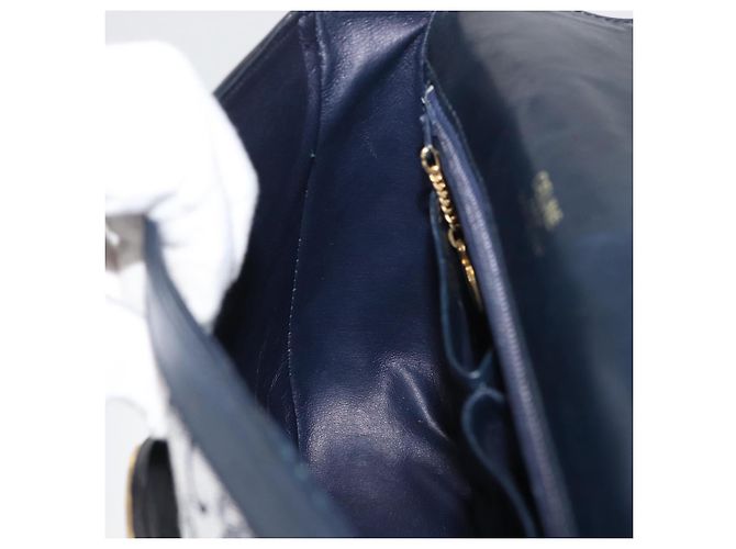 16 Céline Borsa a Spalla Celine C Sulky in Tela Blu Navy e Oro Auth 176184A D'oro - vista 20