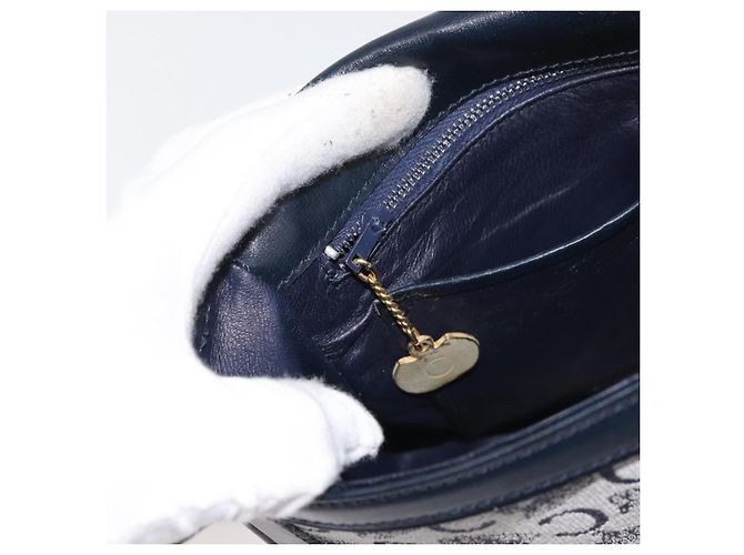 16 Céline Borsa a Spalla Celine C Sulky in Tela Blu Navy e Oro Auth 176184A D'oro - vista 21