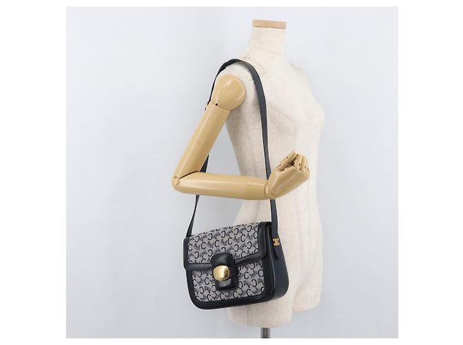 16 Céline Borsa a Spalla Celine C Sulky in Tela Blu Navy e Oro Auth 176184A D'oro - vista 23