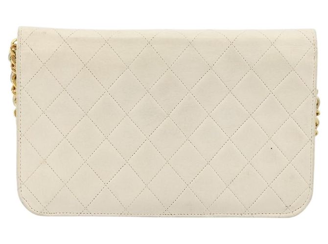 CHANEL Matelassé Schultertasche aus Lammleder Weiß Gold CC Auth BA12264 Golden - Ansicht 2