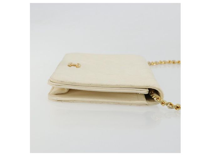 CHANEL Matelassé Schultertasche aus Lammleder Weiß Gold CC Auth BA12264 Golden - Ansicht 3