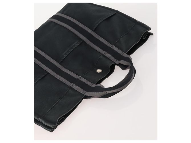 Hermès HERMES Borsa Fourre Tout MM in tela 3 pezzi Grigio Nero Beige Auth 175804 Marrone - vista 21