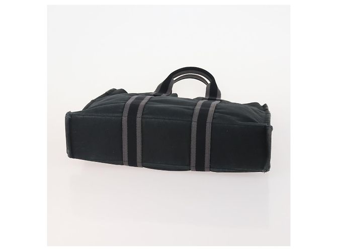 Hermès HERMES Borsa Fourre Tout MM in tela 3 pezzi Grigio Nero Beige Auth 175804 Marrone - vista 23
