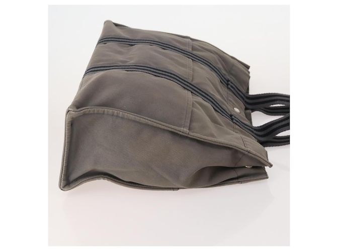 Hermès HERMES Borsa Fourre Tout MM in tela 3 pezzi Grigio Nero Beige Auth 175804 Marrone - vista 4
