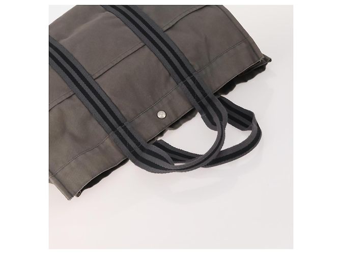 Hermès HERMES Borsa Fourre Tout MM in tela 3 pezzi Grigio Nero Beige Auth 175804 Marrone - vista 5