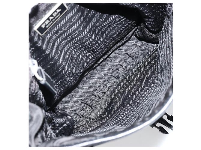 Borsa a Spalla PRADA in Nylon Pelle Nera Argento Autentica ka4087 Nero - vista 11