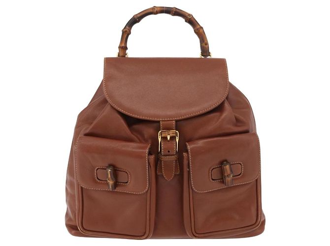 Zaino in pelle Gucci Bamboo marrone oro 003 2058 0016 Auth ep14447 D'oro - vista 13