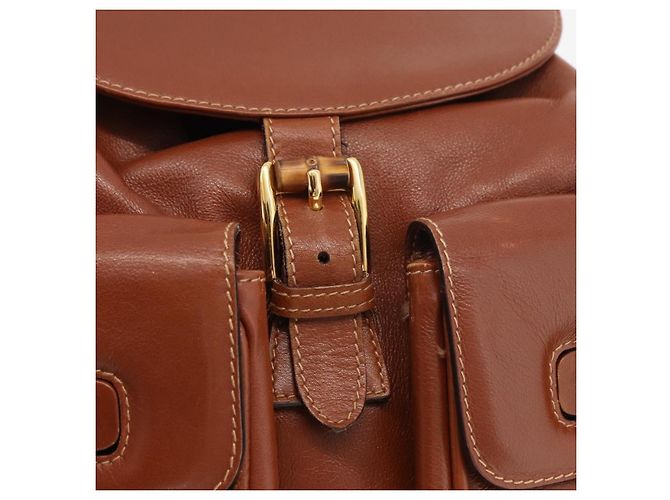 Zaino in pelle Gucci Bamboo marrone oro 003 2058 0016 Auth ep14447 D'oro - vista 20