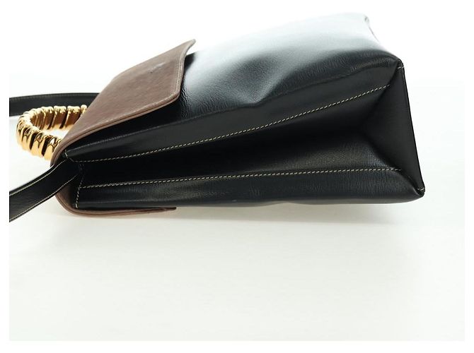 LOEWE Velazquez Borsa a Mano in Pelle 2 in 1 Marrone Oro Nero Auth am11389V D'oro - vista 3