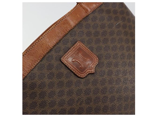 Céline Borsa tote in tela Macadam CELINE in pelle PVC marrone oro Auth bs34713 D'oro - vista 17