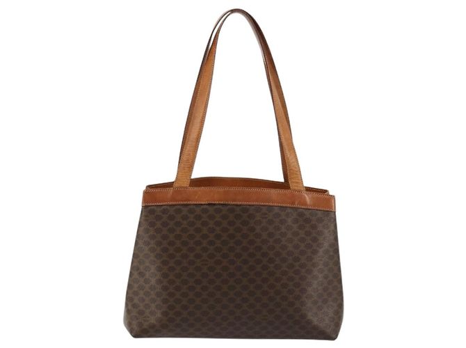 Céline Borsa tote in tela Macadam CELINE in pelle PVC marrone oro Auth bs34713 D'oro - vista 2