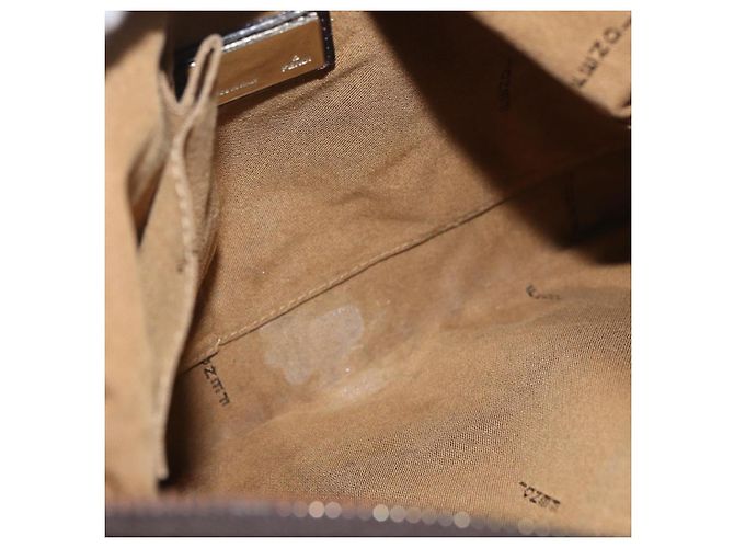 Borsa a Spalla in Tela Zucca FENDI Nera Marrone Auth 177159A Nero - vista 10