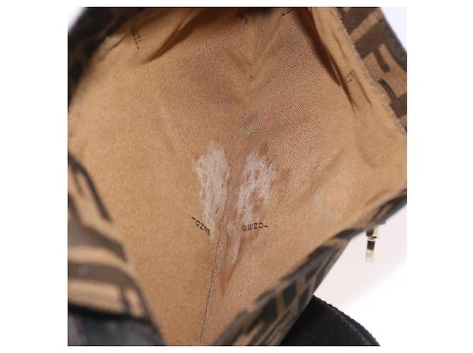 Borsa a Spalla in Tela Zucca FENDI Nera Marrone Auth 177159A Nero - vista 11