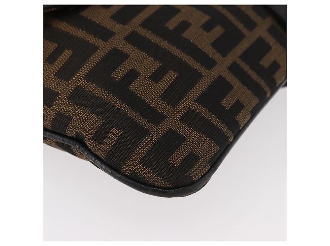 Borsa a Spalla in Tela Zucca FENDI Nera Marrone Auth 177159A Nero - vista 14