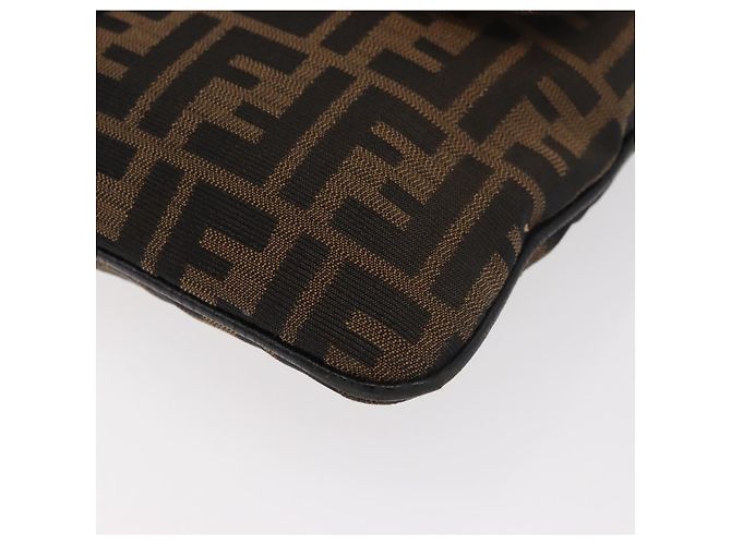 Borsa a Spalla in Tela Zucca FENDI Nera Marrone Auth 177159A Nero - vista 15