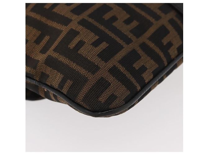 Borsa a Spalla in Tela Zucca FENDI Nera Marrone Auth 177159A Nero - vista 16