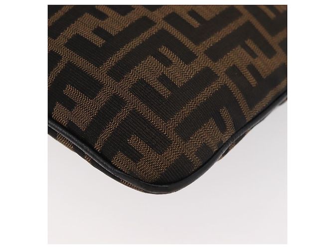 Borsa a Spalla in Tela Zucca FENDI Nera Marrone Auth 177159A Nero - vista 17