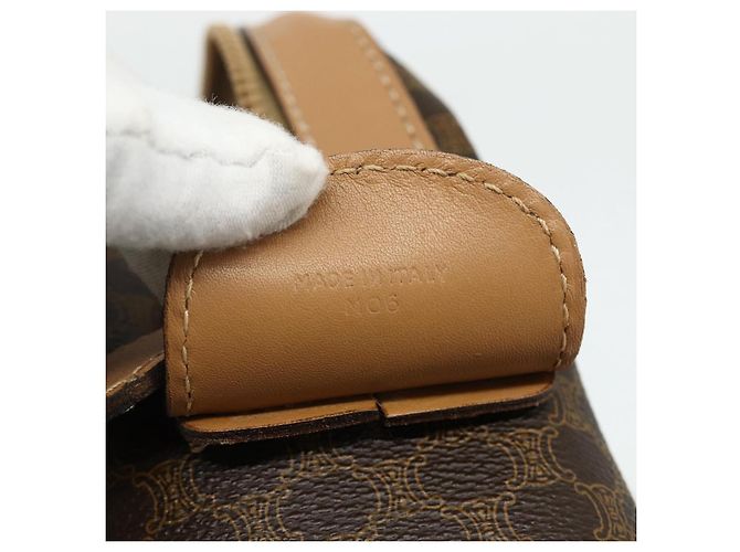 Céline Borsa Boston in tela Macadam CELINE in pelle PVC marrone oro Auth ep14259A D'oro - vista 12