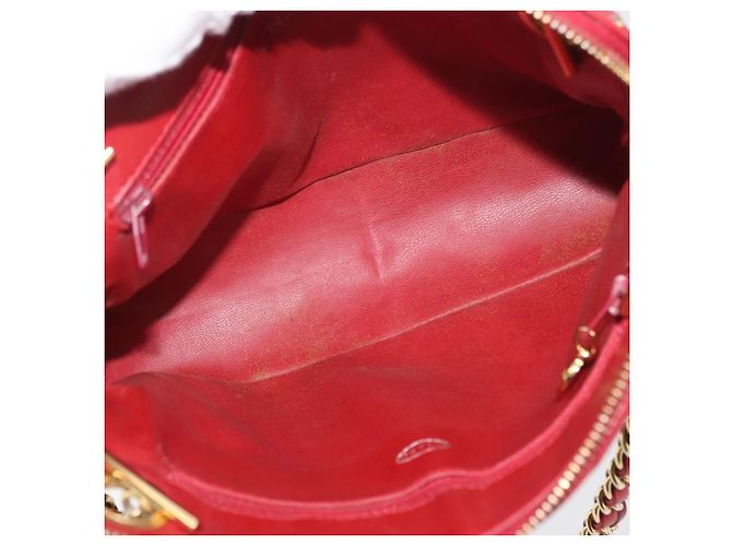 CHANEL Borsa a Spalla Matelassé in Pelle di Agnello Rossa Oro CC Auth 176873 Rosso D'oro - vista 10