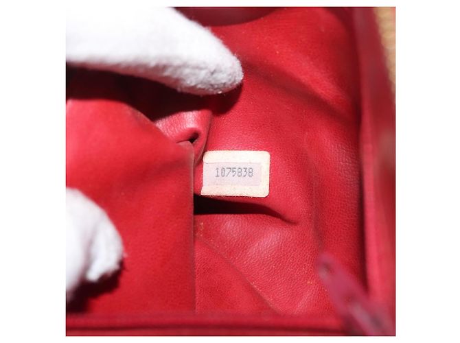 CHANEL Borsa a Spalla Matelassé in Pelle di Agnello Rossa Oro CC Auth 176873 Rosso D'oro - vista 11