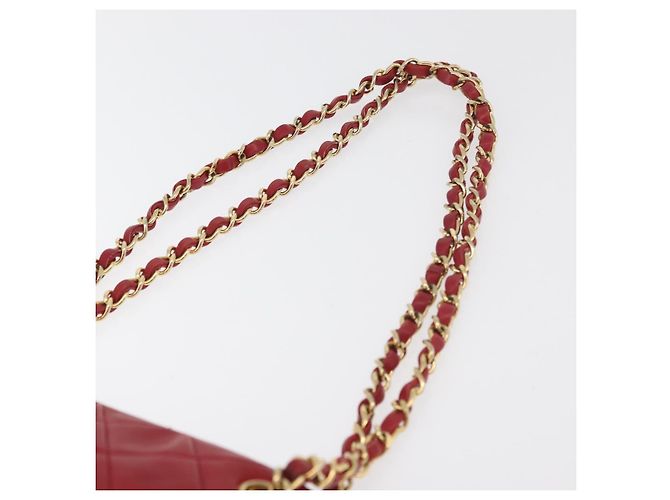 CHANEL Borsa a Spalla Matelassé in Pelle di Agnello Rossa Oro CC Auth 176873 Rosso D'oro - vista 14