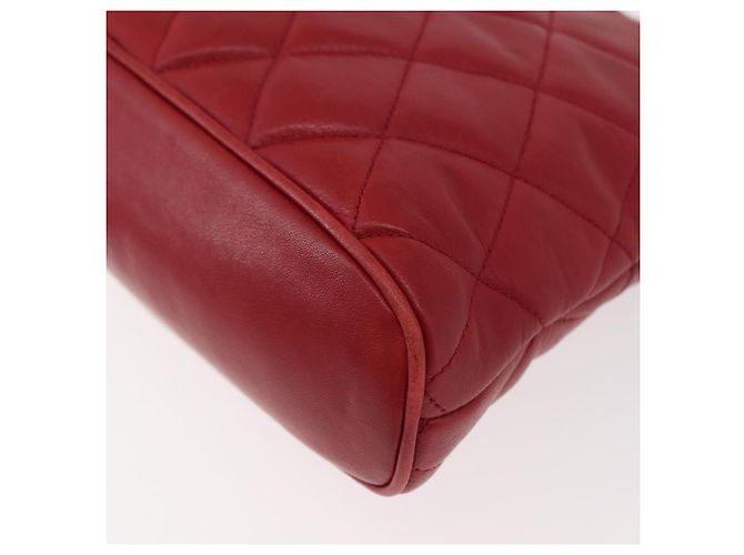 CHANEL Borsa a Spalla Matelassé in Pelle di Agnello Rossa Oro CC Auth 176873 Rosso D'oro - vista 15
