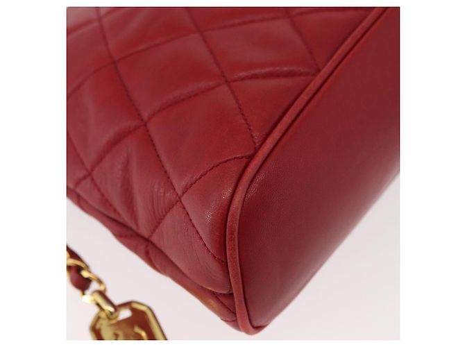 CHANEL Borsa a Spalla Matelassé in Pelle di Agnello Rossa Oro CC Auth 176873 Rosso D'oro - vista 16