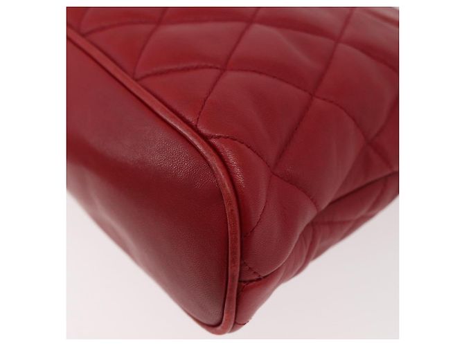CHANEL Borsa a Spalla Matelassé in Pelle di Agnello Rossa Oro CC Auth 176873 Rosso D'oro - vista 17