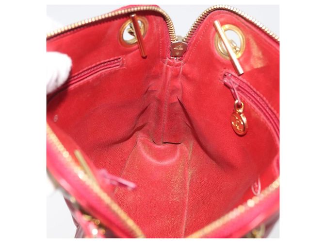 CHANEL Borsa a Spalla Matelassé in Pelle di Agnello Rossa Oro CC Auth 176873 Rosso D'oro - vista 19