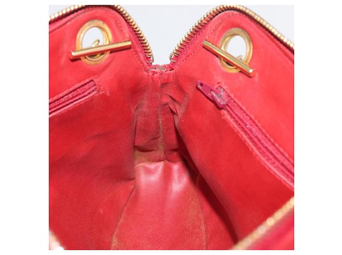 CHANEL Borsa a Spalla Matelassé in Pelle di Agnello Rossa Oro CC Auth 176873 Rosso D'oro - vista 20