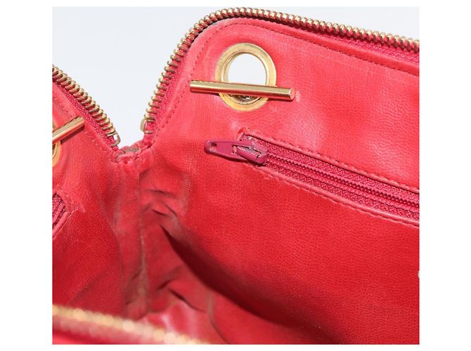 CHANEL Borsa a Spalla Matelassé in Pelle di Agnello Rossa Oro CC Auth 176873 Rosso D'oro - vista 21