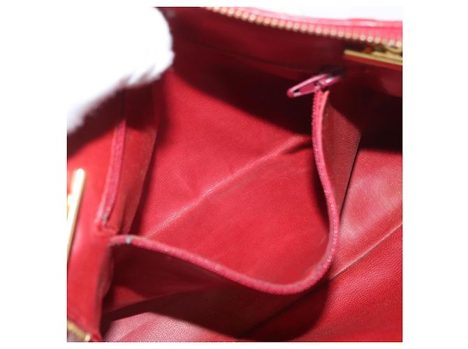 CHANEL Borsa a Spalla Matelassé in Pelle di Agnello Rossa Oro CC Auth 176873 Rosso D'oro - vista 22